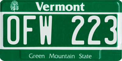 VT license plate OFW223