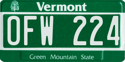 VT license plate OFW224