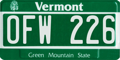 VT license plate OFW226