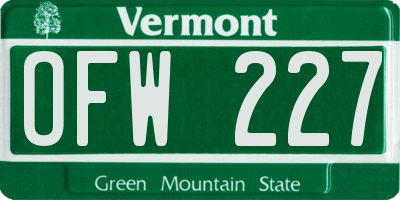 VT license plate OFW227