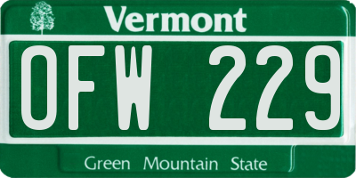 VT license plate OFW229