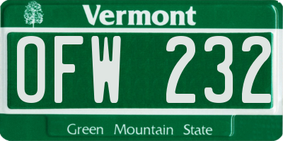 VT license plate OFW232