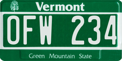 VT license plate OFW234
