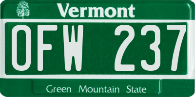 VT license plate OFW237