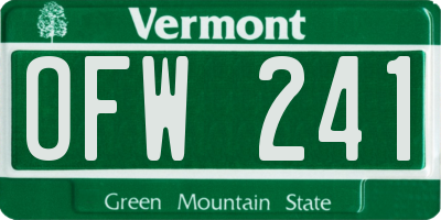 VT license plate OFW241