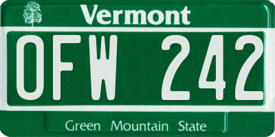 VT license plate OFW242