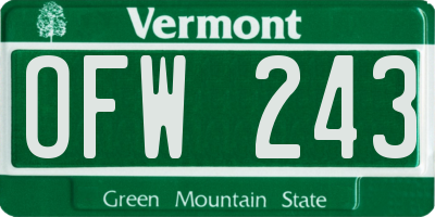 VT license plate OFW243