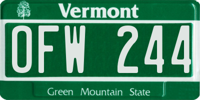 VT license plate OFW244