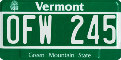 VT license plate OFW245