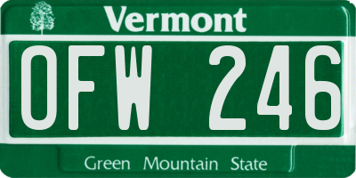 VT license plate OFW246