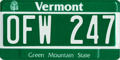 VT license plate OFW247