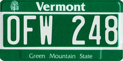 VT license plate OFW248