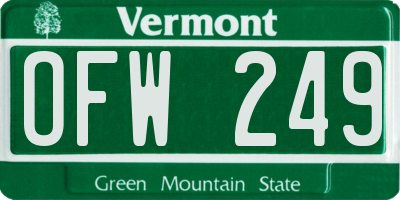 VT license plate OFW249