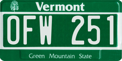 VT license plate OFW251