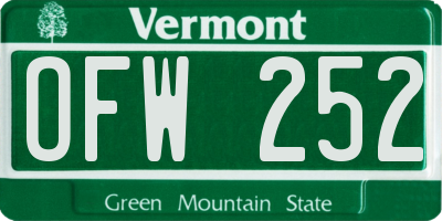 VT license plate OFW252