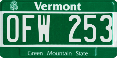 VT license plate OFW253