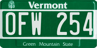 VT license plate OFW254