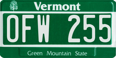 VT license plate OFW255