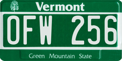 VT license plate OFW256