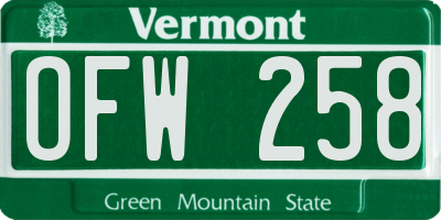 VT license plate OFW258
