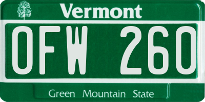 VT license plate OFW260