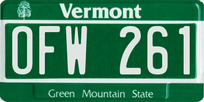 VT license plate OFW261