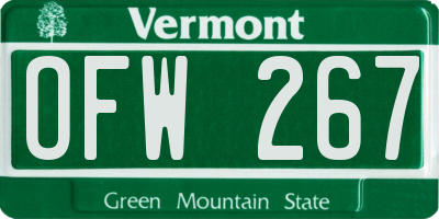 VT license plate OFW267