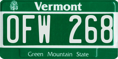 VT license plate OFW268