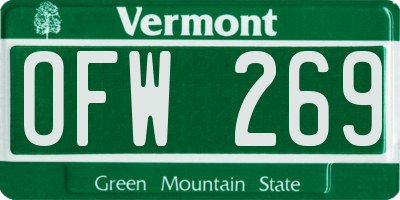VT license plate OFW269