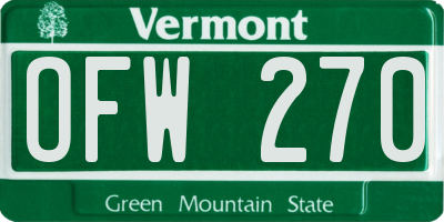 VT license plate OFW270
