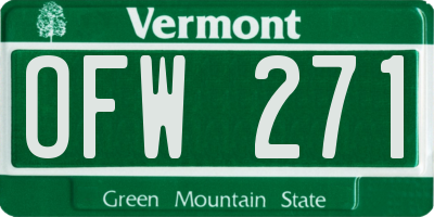 VT license plate OFW271