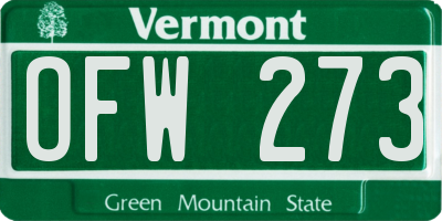 VT license plate OFW273