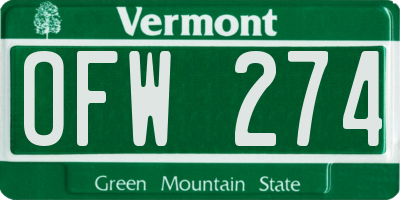 VT license plate OFW274