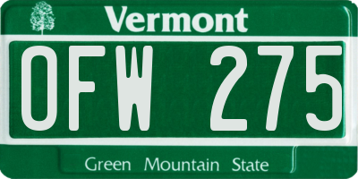 VT license plate OFW275