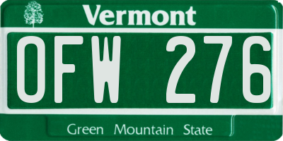 VT license plate OFW276