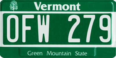 VT license plate OFW279