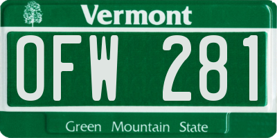 VT license plate OFW281