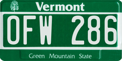 VT license plate OFW286