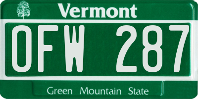 VT license plate OFW287