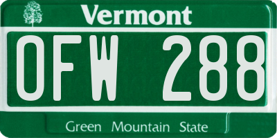 VT license plate OFW288