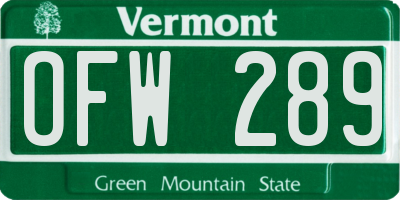 VT license plate OFW289