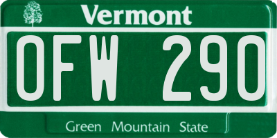 VT license plate OFW290