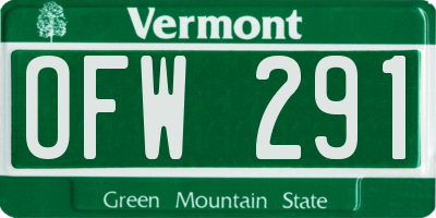 VT license plate OFW291