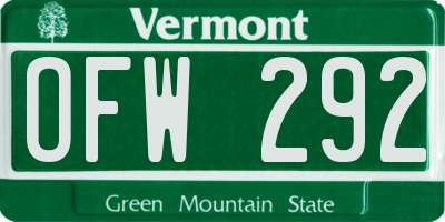 VT license plate OFW292