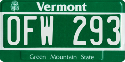 VT license plate OFW293