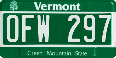 VT license plate OFW297