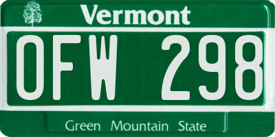 VT license plate OFW298