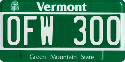 VT license plate OFW300