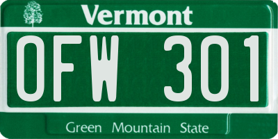 VT license plate OFW301