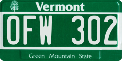 VT license plate OFW302